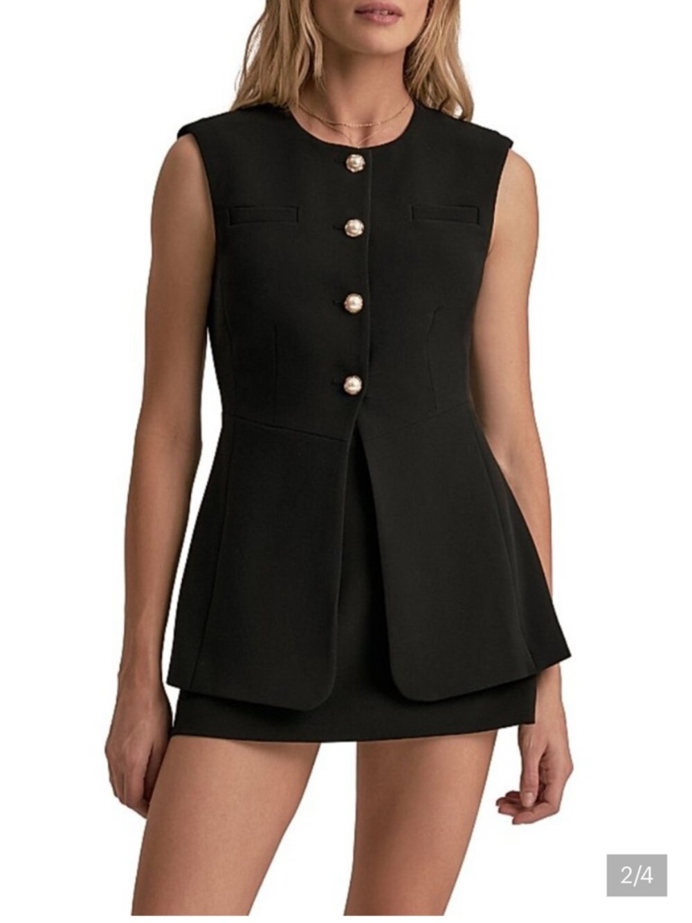 Favorite Daughter The Clocking In Top Black Med NWT Sleeveless Peplum Vest Gold